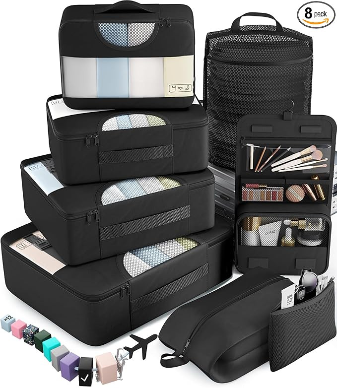 Veken 10 Set/8 Set Packing Cubes for Travel Essentials, Suitcase Organizer Bags in 4 Sizes, Carry... | Amazon (US)