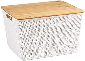 Oikos - Caixa Organizadora 18L com Tampa de Bambu Branca | Amazon (BR)