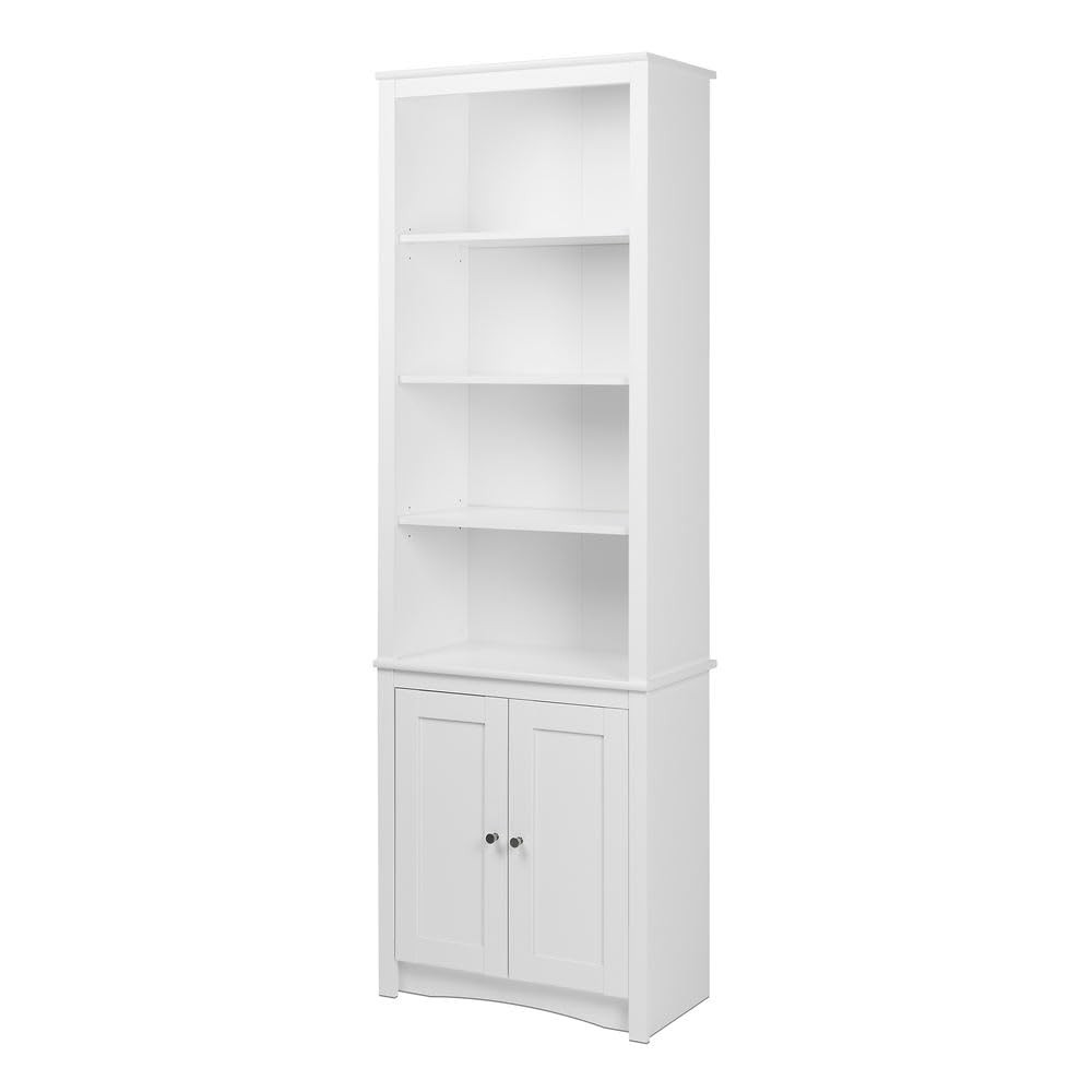 Prepac Sonoma Tall 6-Tier Bookcase 80"H with Doors & 2 Adjustable Shelves, White Storage Cabinet,... | Amazon (US)