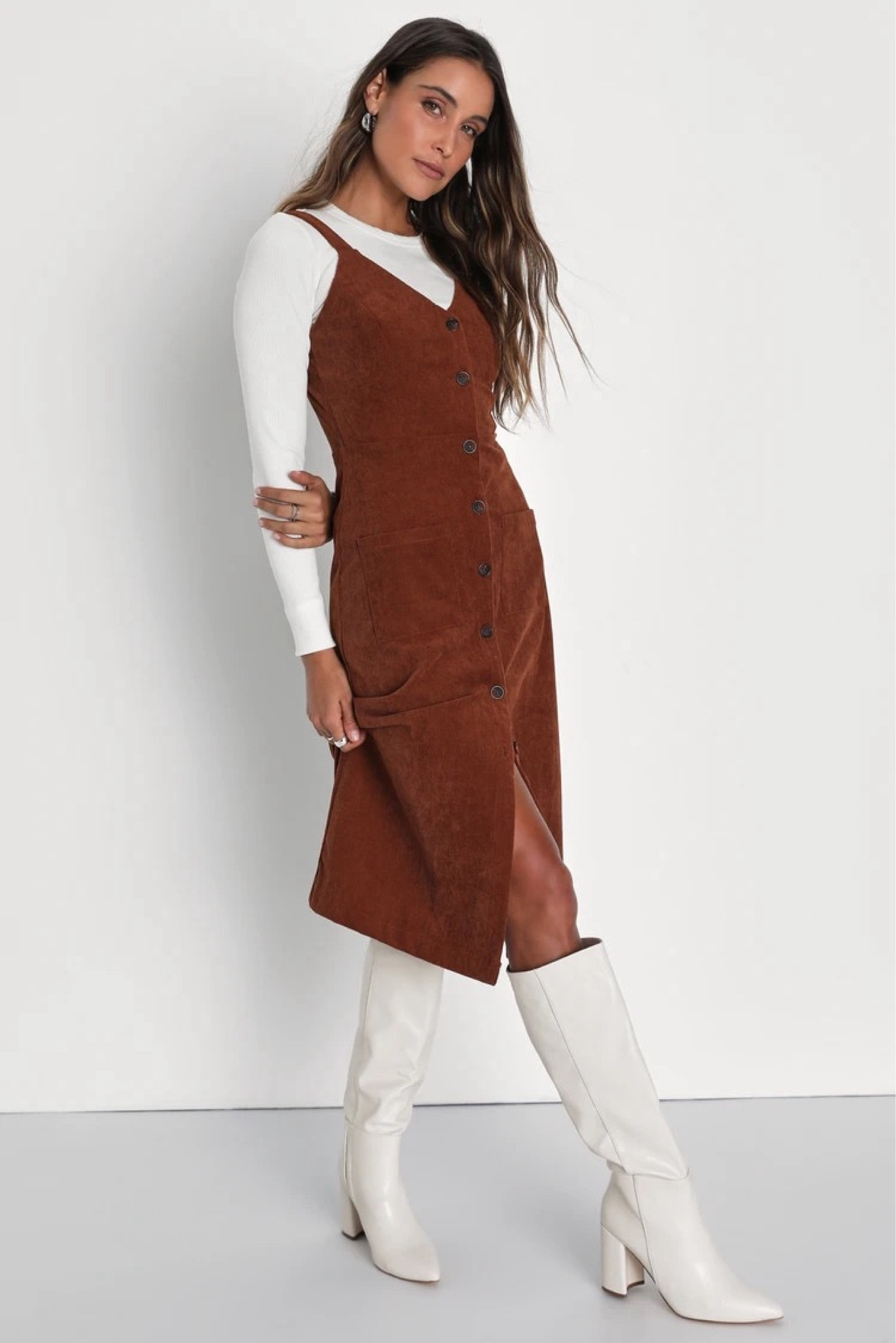 brown corduroy dress outfit Endlessly Luxe Corduroy Dress In Camel – Impressions Online Boutique
