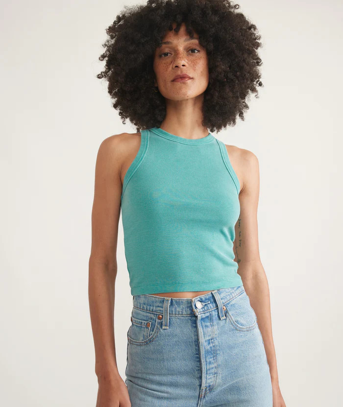Lexi Rib Sun-In High Neck Crop Tank | Marine Layer