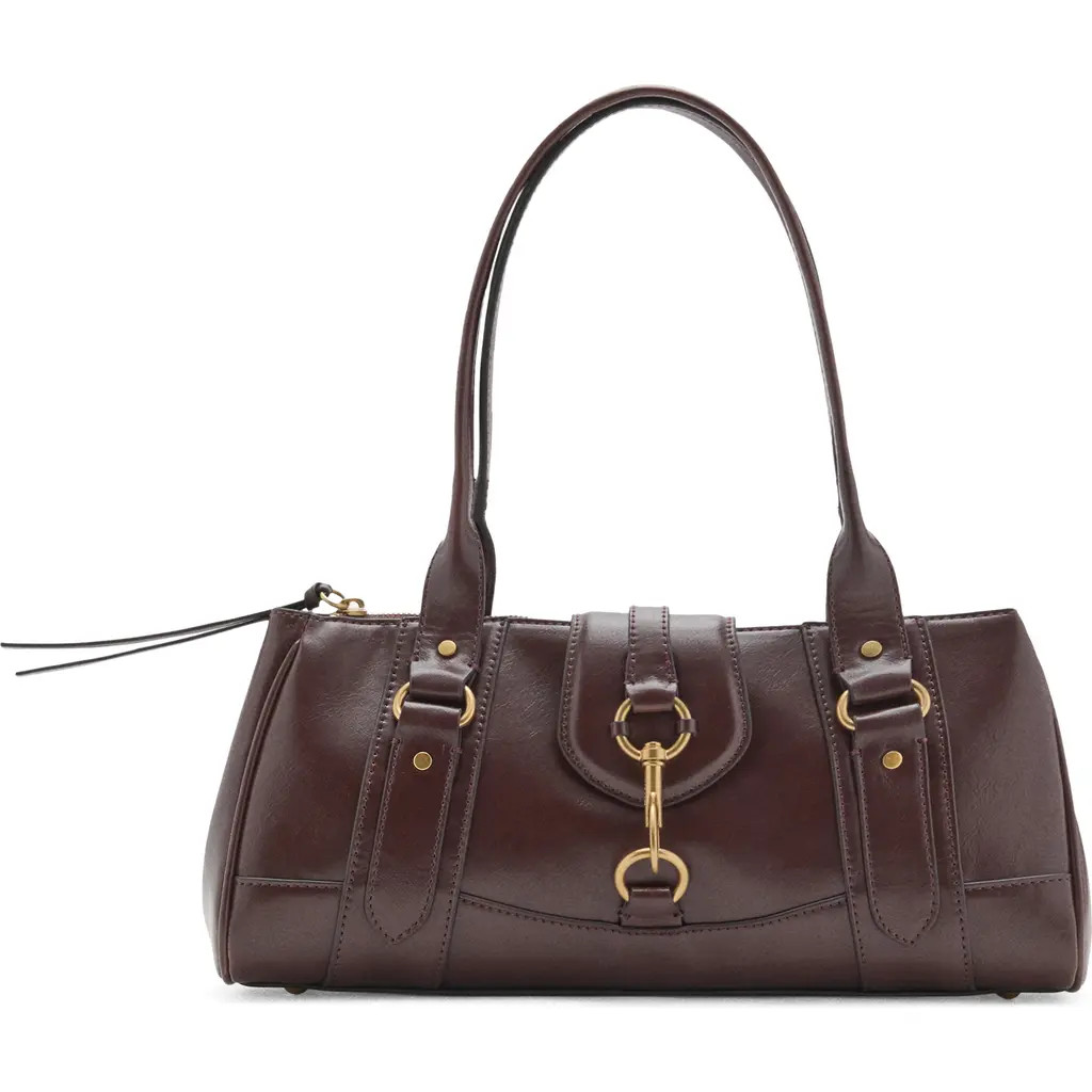 MANGO Medium Faux Leather Shoulder Bag in Chocolate at Nordstrom | Nordstrom