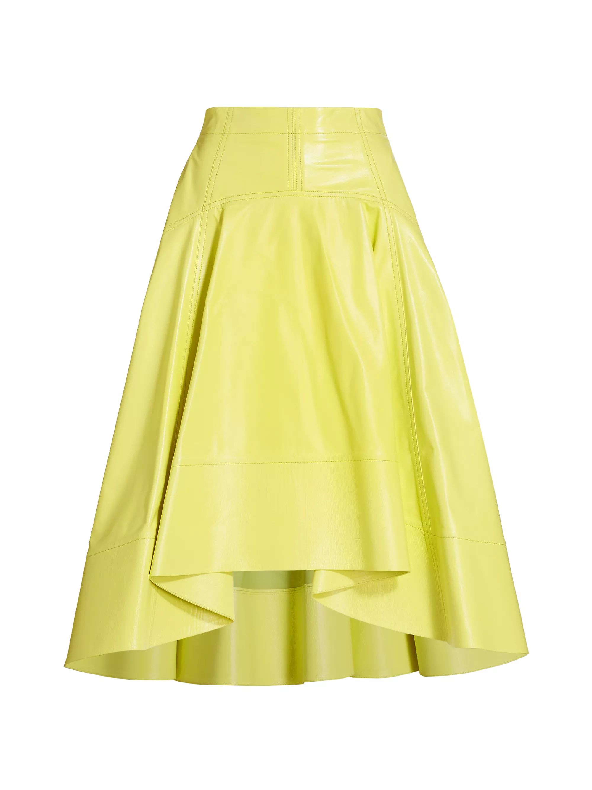 Shiny Leather Midi-Skirt | Saks Fifth Avenue