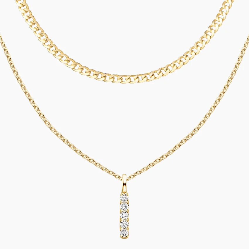The Luminary Link Chain and Diamond Necklace Set in 14K Yellow Gold | Brilliant Earth
