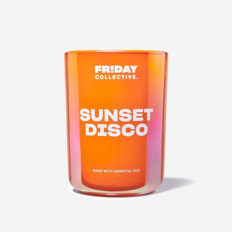 8oz 1-Wick Glass Sunset Disco Candle Orange - Friday Collective | Target