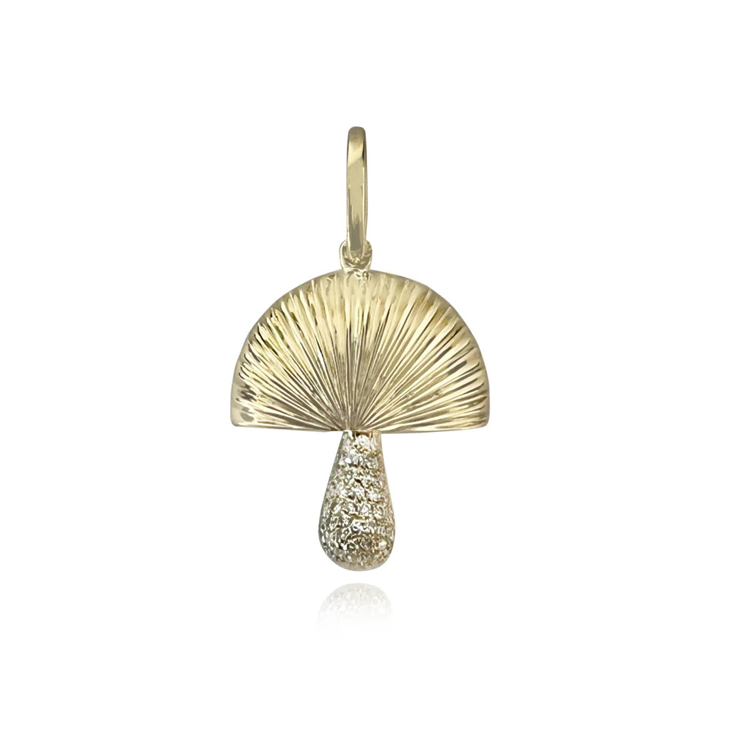 Fluted and Diamond Mushroom Charm | Alev Jewelry
