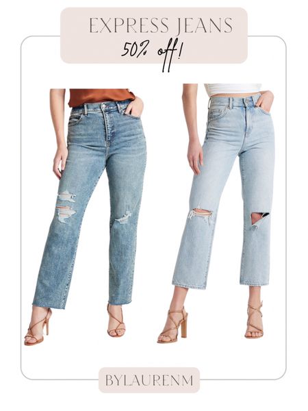 50% off high rise straight leg jeans! Express 50% off sale! The best jeans for apple shapes! They fit tts! 

#LTKunder100 #LTKsalealert #LTKunder50