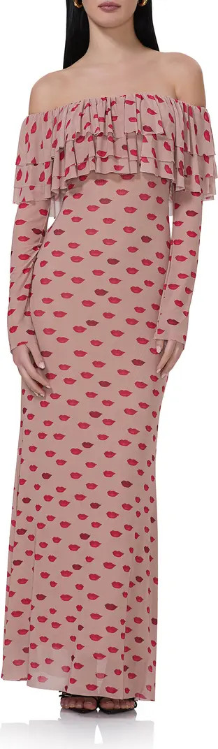 Dahlia Ruffle Off the Shoulder Long Sleeve Maxi Dress | Nordstrom Rack