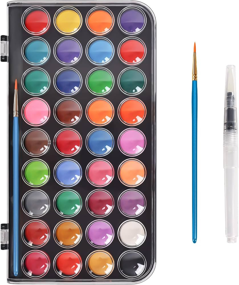 Watercolor Paint, 36 Colors Washable Watercolor Paint Set with a Brush a Refillable Water Brush P... | Amazon (US)