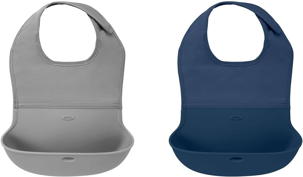 OXO Tot Roll-Up Bib 2 Pack Gray/Navy | Amazon (US)
