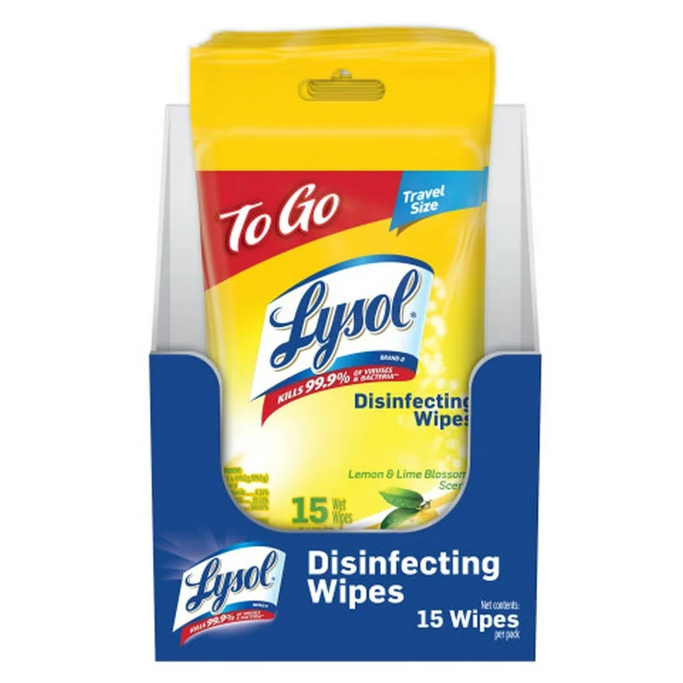 Lysol Disinfecting Wipes, Lemon & Lime Blossom To-Go Flatpack 15 ct. | Walmart (US)