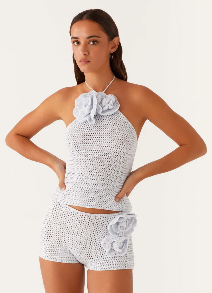 Maia Rose Crochet Top - Baby Blue | Peppermayo (Global)