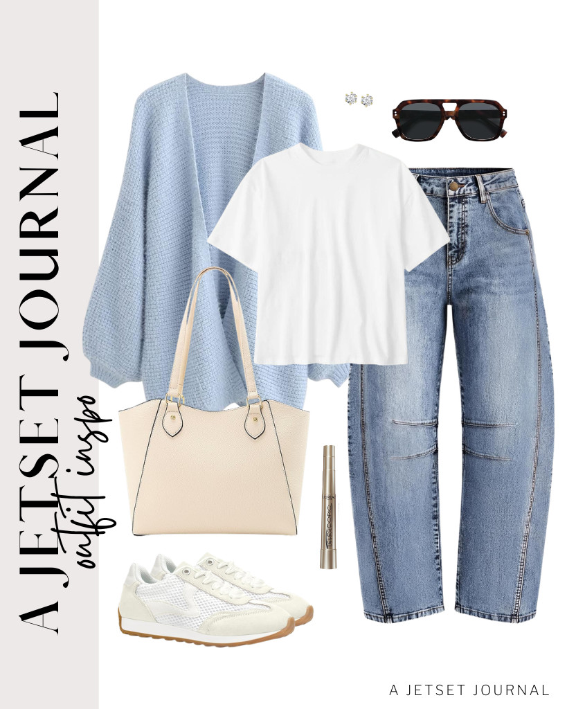 I love how this waffle knit cardigan complements the pair of plain white cropped tee and barrel jeans. Stay chic with these SOJOS aviator sunglasses and LUCKY STEP fashion sneakers. Don’t forget to apply a bit of L’Oreal Paris Telescopic mascara. 

 #LTKSeasonal #LTKSaleAlert #LTKTravel