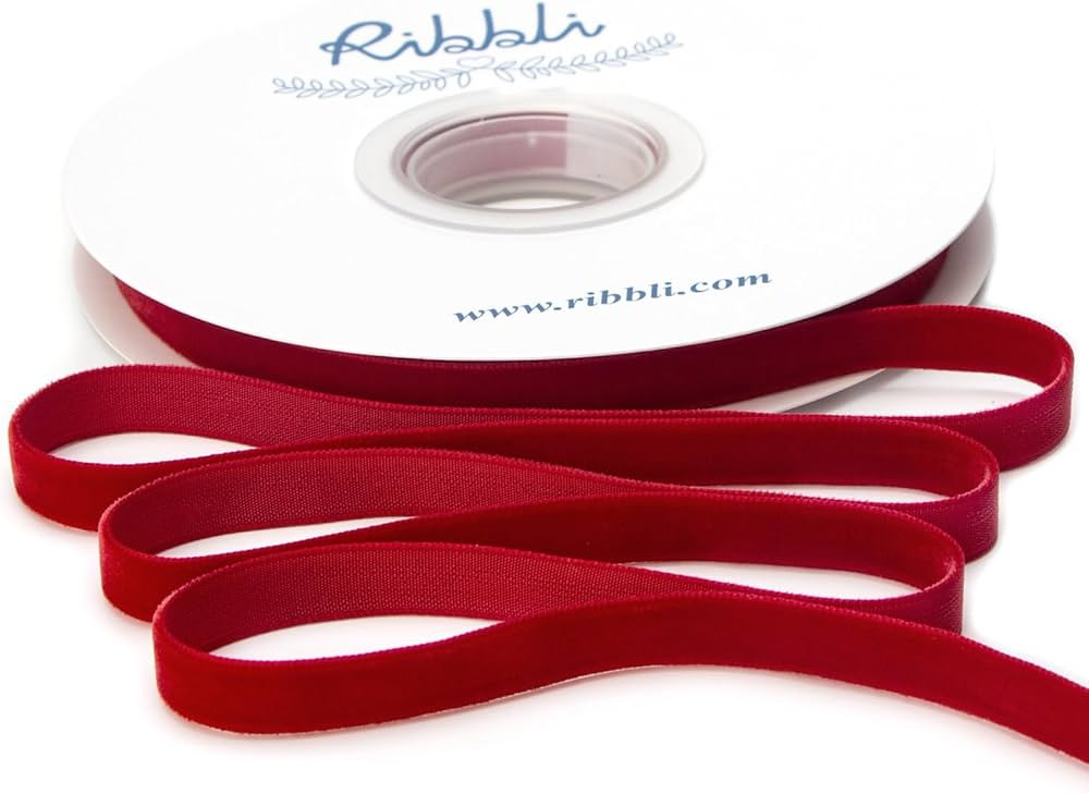 Ribbli Polyester Dark Red Velvet Ribbon,3/8 Inches Continuous10-Yard Spool,Christmas Ribbon for G... | Amazon (US)