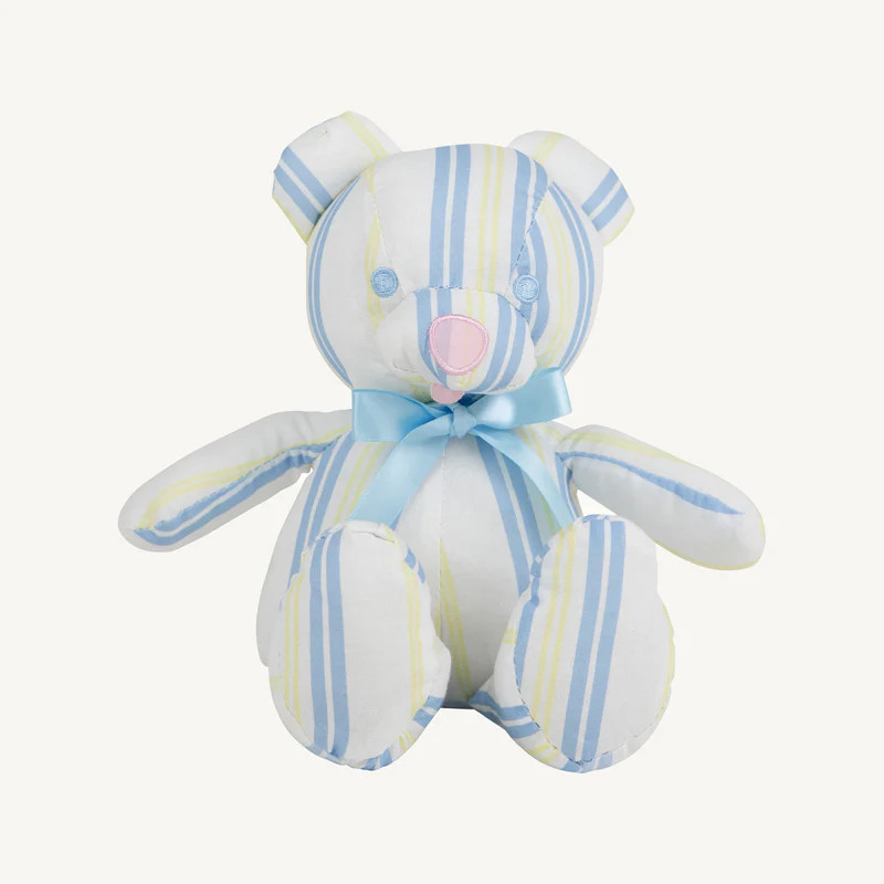 Bradley Bear Spartanburg Stripe Beale Street Blue - Plush Stuffed Animal | Beaufort Bonnet | The Beaufort Bonnet Company