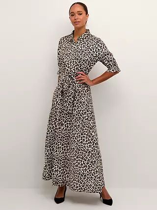 KAFFE Velana Leopard Print Shirt Maxi Dress, Multi | John Lewis (UK)