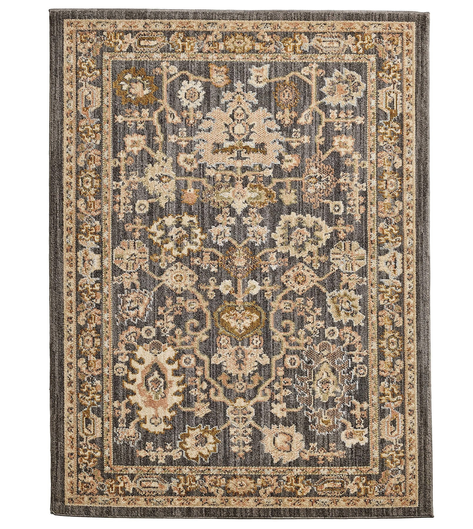 Better Homes and Garden Modern Oushak Low Pile Stain and Fade Resistant Indoor Area Rug, Gray, 9'... | Walmart (US)