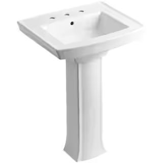 KOHLER Archer Vitreous China Pedestal Combo Bathroom Sink in White with Overflow Drain-K-2359-8-0... | The Home Depot