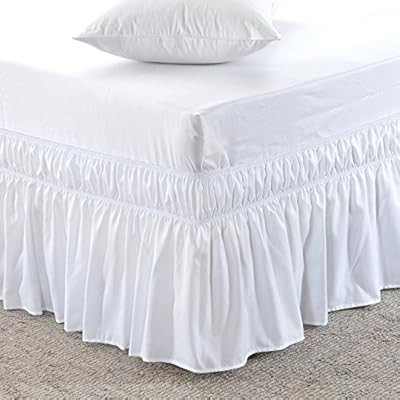 MEILA Bed Skirt Three Fabric Sides Elastic Wrap Around Dust Ruffled Solid Bed Skirts Easy On/Easy... | Amazon (US)