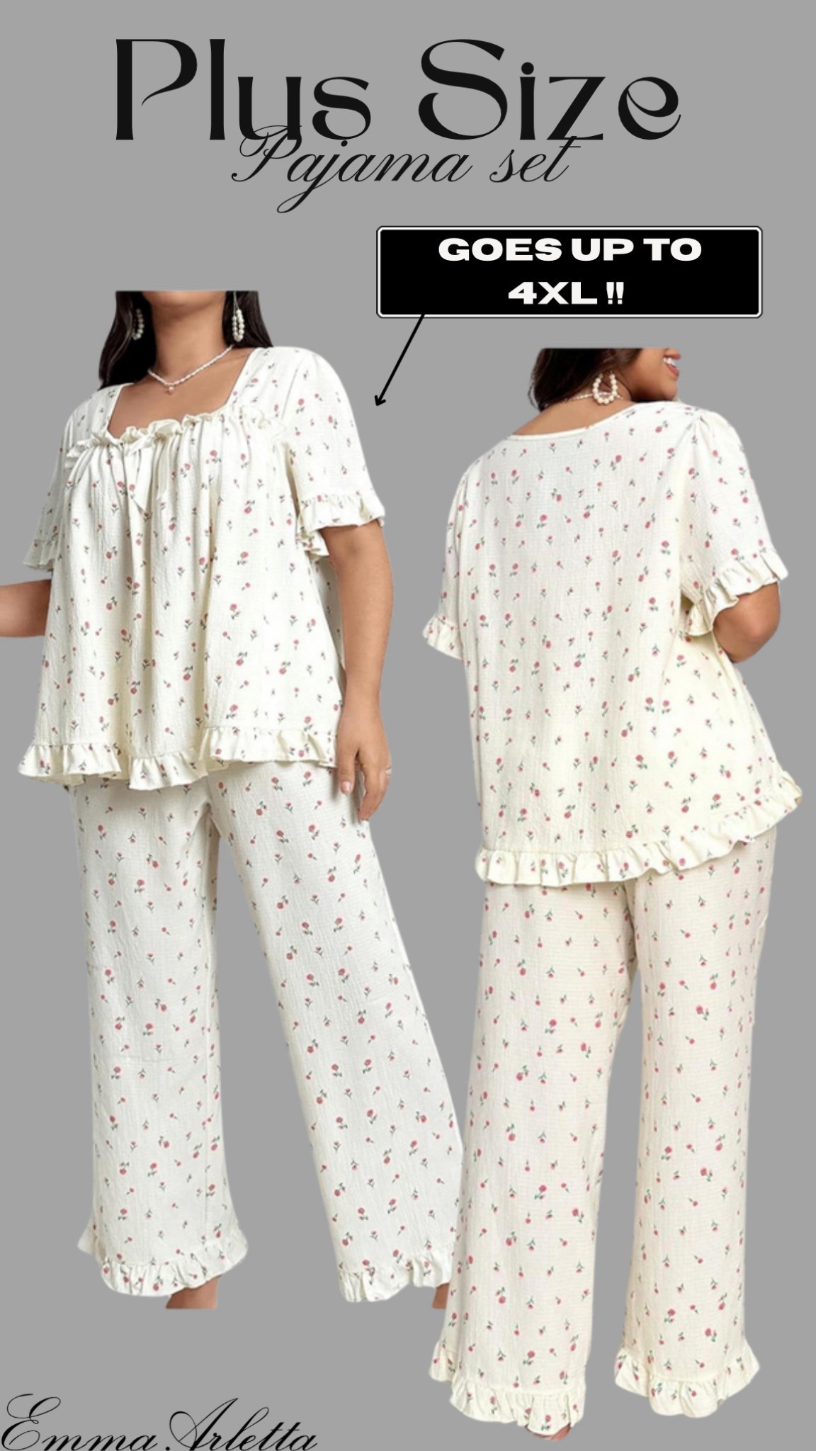 the cutest spring pj set !!! and they go up to size 4xl 👏🏼

Pajamas, loungewear, sleepwear, gift guide, Mother’s Day, comfy outfit 

#LTKStyleTip #LTKGiftGuide #LTKPlusSize