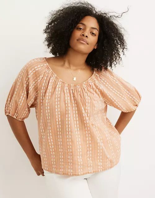 Puff-Sleeve Swing Top in Floral Striped Jacquard | Madewell