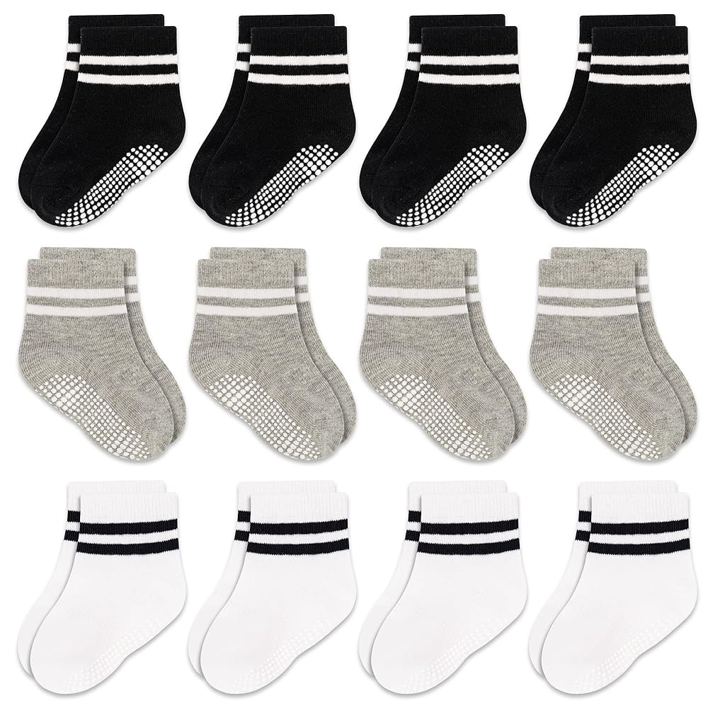GRPSKCOS Non Slip Baby Toddler Socks 12 Pairs Baby Anti Skid Socks Breathable Crew Sock for Unise... | Amazon (CA)