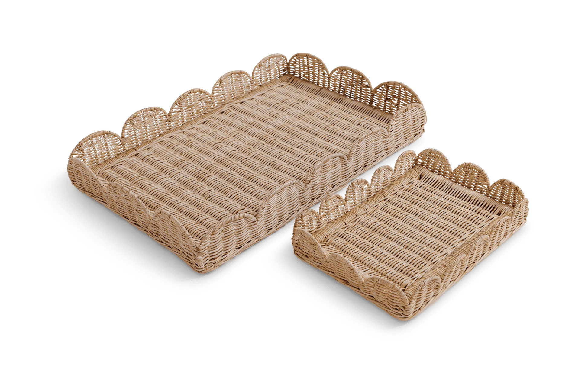 2 Piece Scallop Rattan Rectangular Tray Set (Small, Large) | Wayfair North America