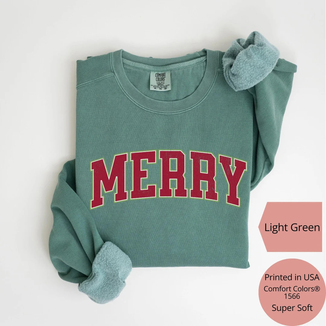Comfort Colors® Merry Christmas Sweatshirt, Cute Winter Sweatshirt, Christmas Shirt for Women, C... | Etsy (US)