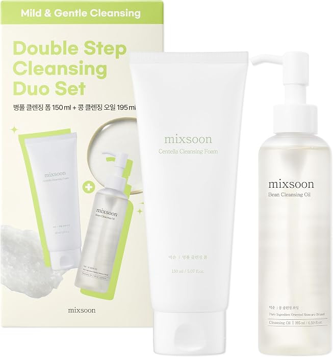 mixsoon Double Cleansing Set 2-Step Routine, Cica Foam & Bean Cleansing Oil Face Wash Set Gentle ... | Amazon (US)