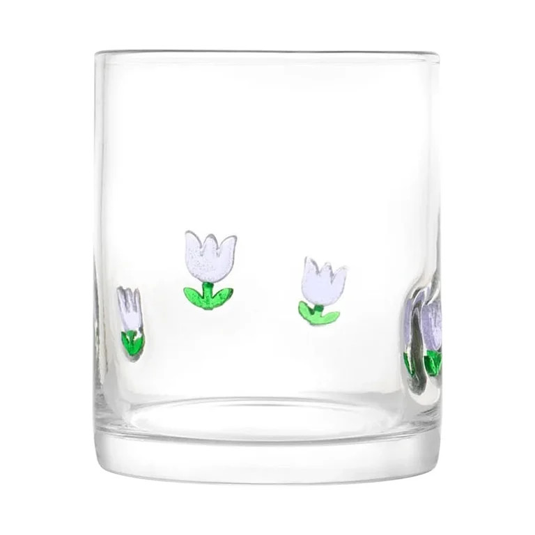 Flower Icon Juice Glasses, Aesthetic Glass Juice Cups 12 Oz Cocktail Glasses Drinking Glass Old F... | Walmart (US)