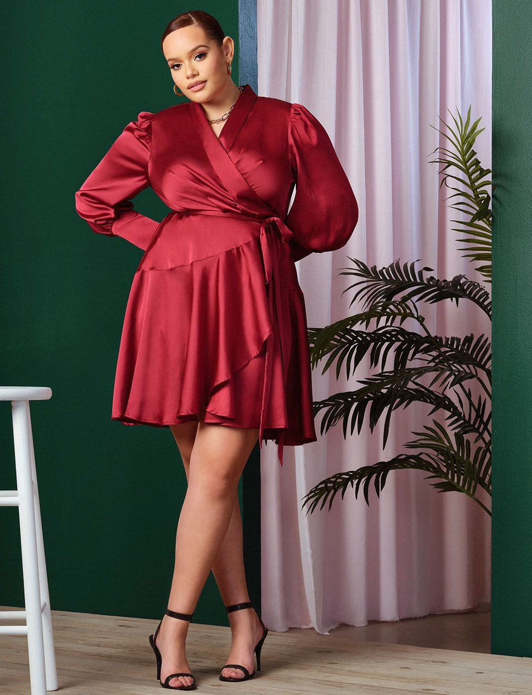 Mini Satin Wrap Dress | Eloquii