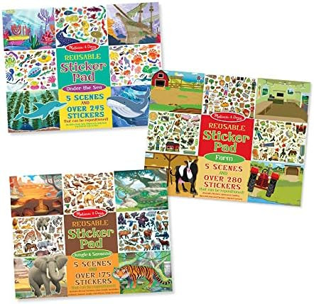 Melissa & Doug Reusable Sticker Pad Bundle - Jungle, Farm & Under the Sea | Amazon (US)