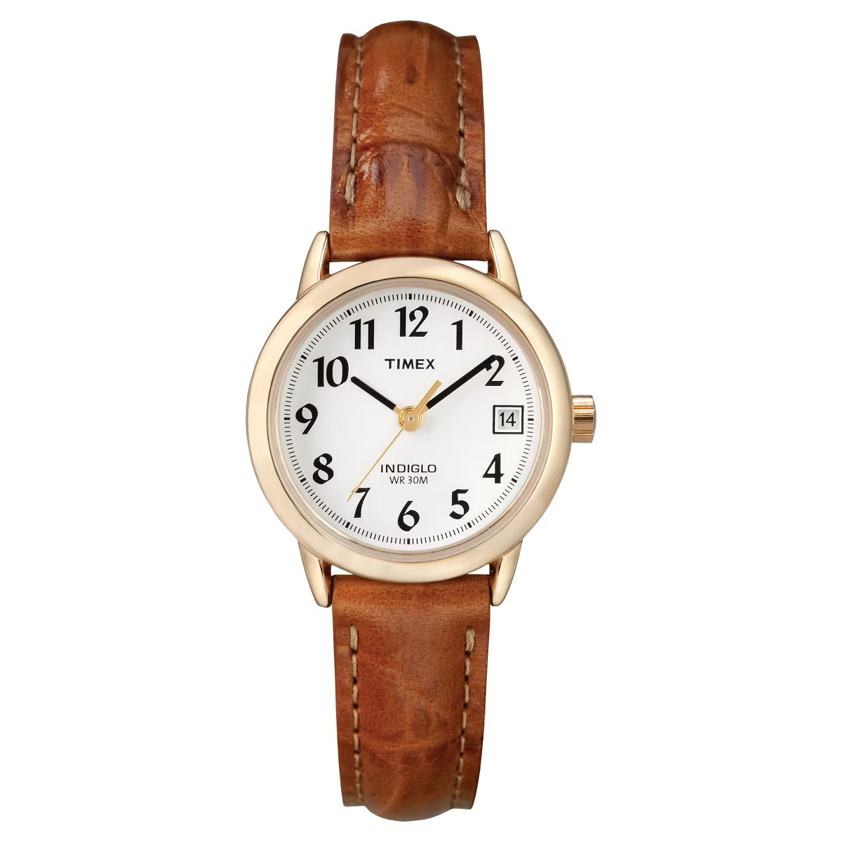 Women's Timex Easy Reader Watch with Leather Strap- Gold/Brown T2J7619J | Target