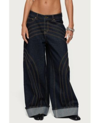 Women's Cuffed Low Rise Baggy Jeans | Macy's