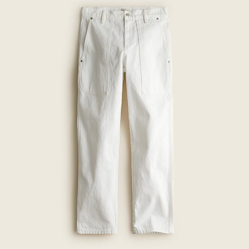 High-rise patch pocket straight-leg jean in white | J.Crew US