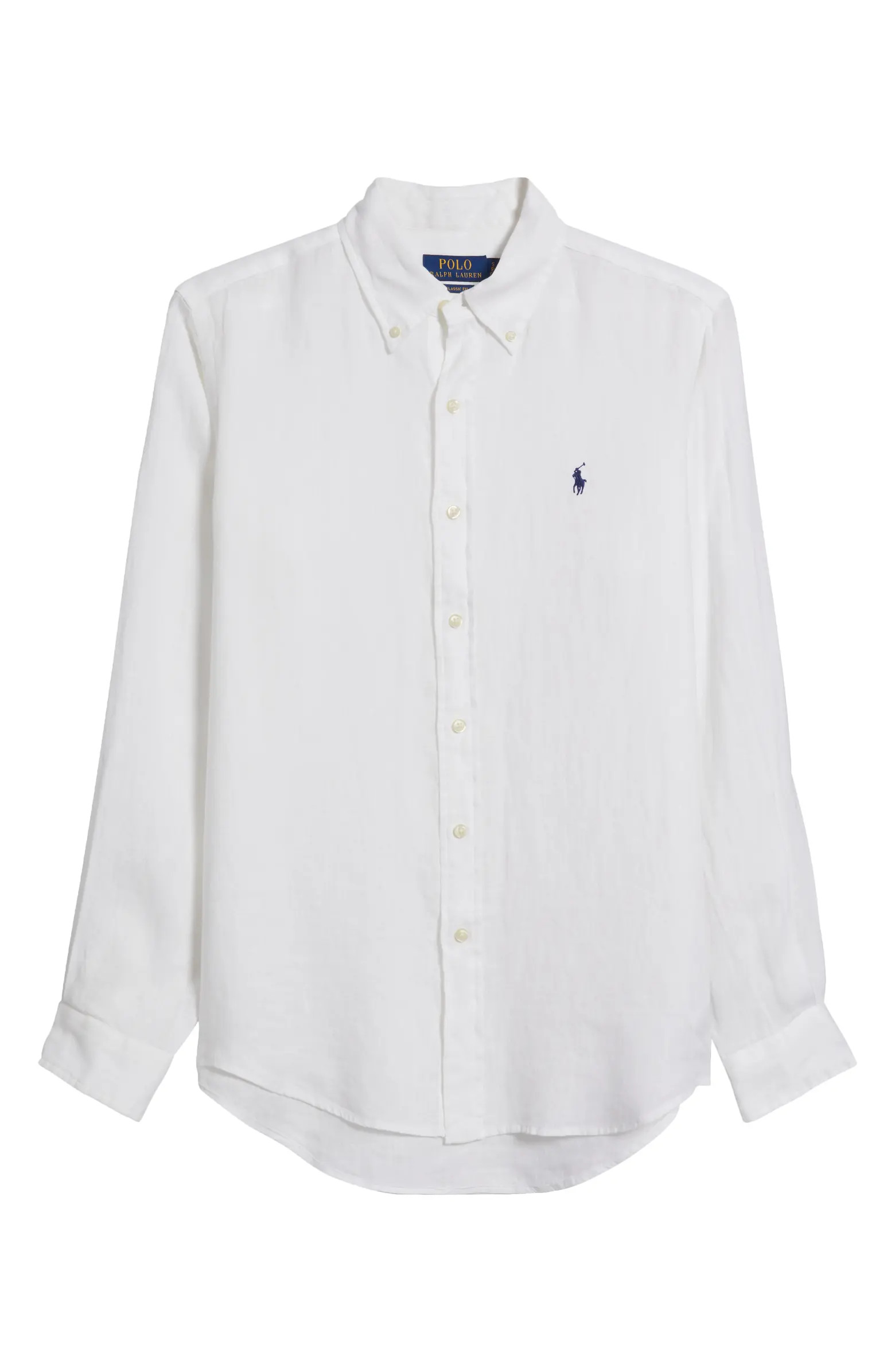 Solid White Linen Button-Down Shirt | Nordstrom