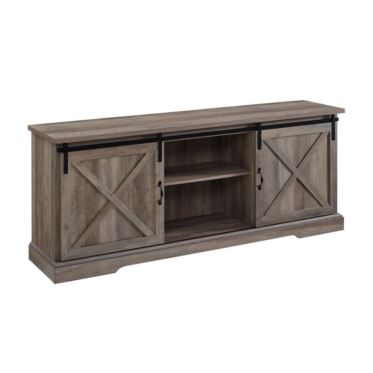 Clarabelle Double Sliding X Barn Door TV Stand for TVs up to 80" - Saracina Home | Target