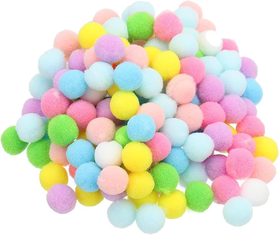 PATIKIL 0.6inch Pom Poms for Crafts, 150Pcs High Elastic Fuzzy Pastel Balls for Art Supplies DIY ... | Amazon (US)
