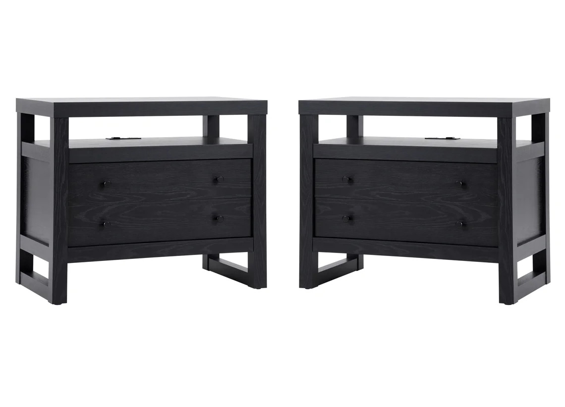 (2 pack) Better Homes & Gardens Ezra 2-Drawer Nightstand, Rich Black Finish | Walmart (US)