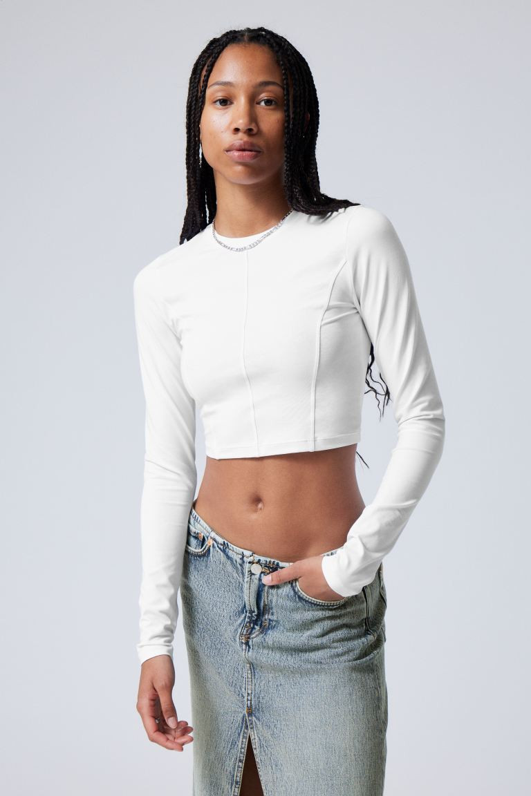 Seam Long Sleeve Crop Top | H&M (UK, MY, IN, SG, PH, TW, HK)