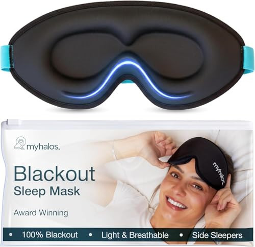 MyHalos® Sleep Mask – 3D Blackout Eye Mask for Women & Men, Side Sleepers, Zero Pressure Memory Foam Eyelash Friendly, Breathable,Award-Winning Sleep Aid for Travel (Black, 1 Count (Pack of 1)) | Amazon (US)