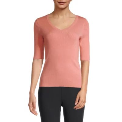 Worthington Womens V Neck Elbow Sleeve Pullover Sweater | JCPenney