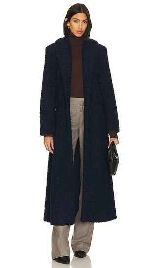 Pleated Detailed Coat in Navy Blue | Revolve Clothing (Global)