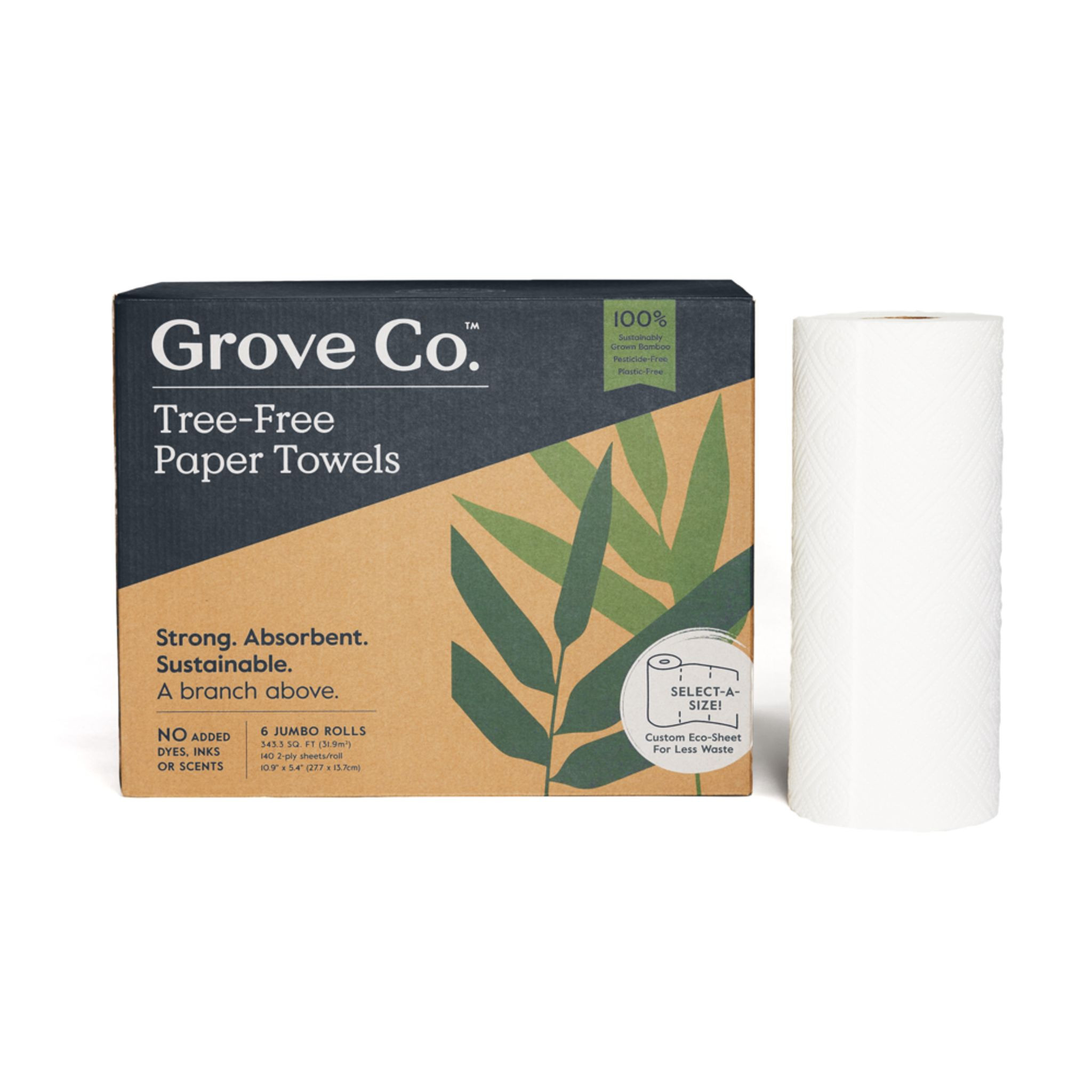 Grove Co. Bamboo Paper Towels (140 sheets per roll) | Grove