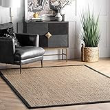 nuLOOM Elijah Seagrass Natural Area Rug, 6' x 9', Black | Amazon (US)