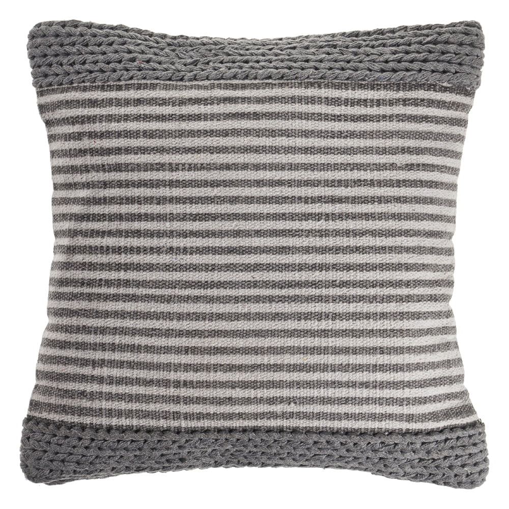 Lr Home Farmhouse Striped And Textured Gray / Ivory 20" X 20" Throw Pillow | Walmart (US)