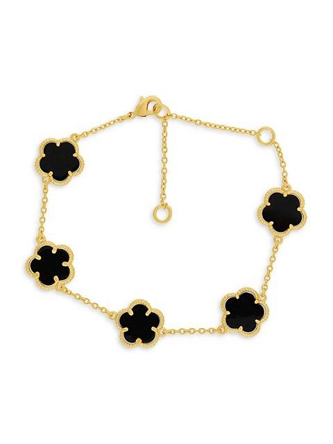 14K Goldplated Onyx Clover Bracelet | Saks Fifth Avenue OFF 5TH