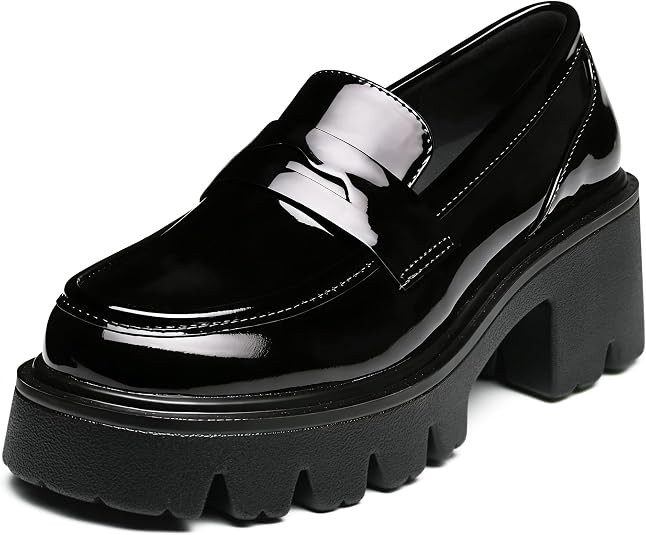Platform Penny Loafers for Women - Comfortable Chunky Heel Classic Casual Shoes for Dressy and Of... | Amazon (US)