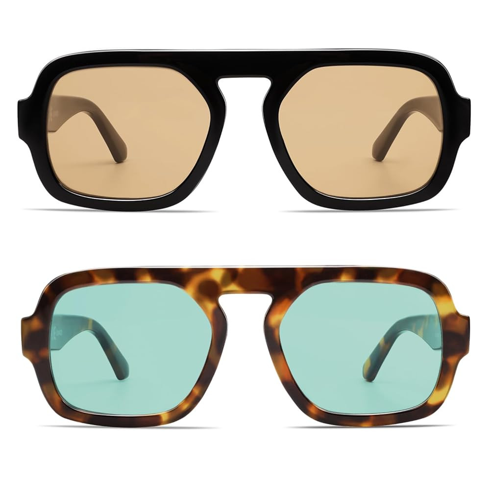 VANLINKER Oversized Retro Square Aviator Sunglasses for Women Men 70s Vintage Style Trendy Big Fl... | Amazon (US)