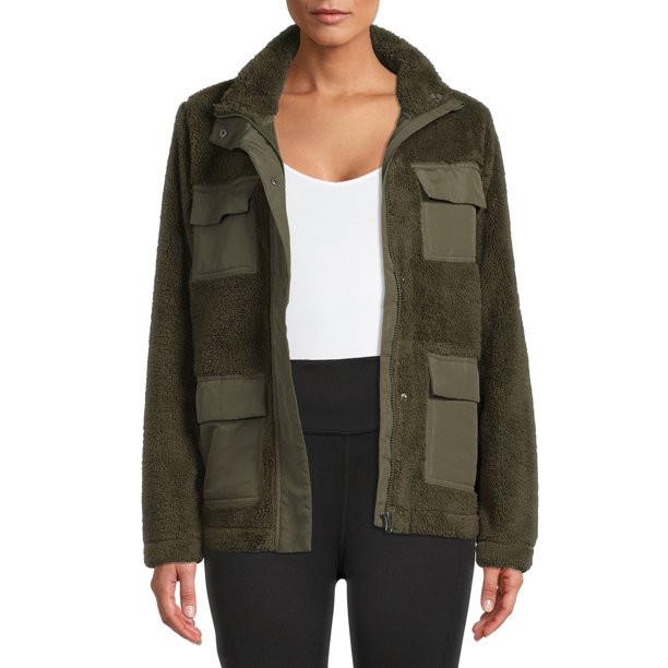 Avia Women's Faux Sherpa Utility Jacket, up to Size XXXL - Walmart.com | Walmart (US)